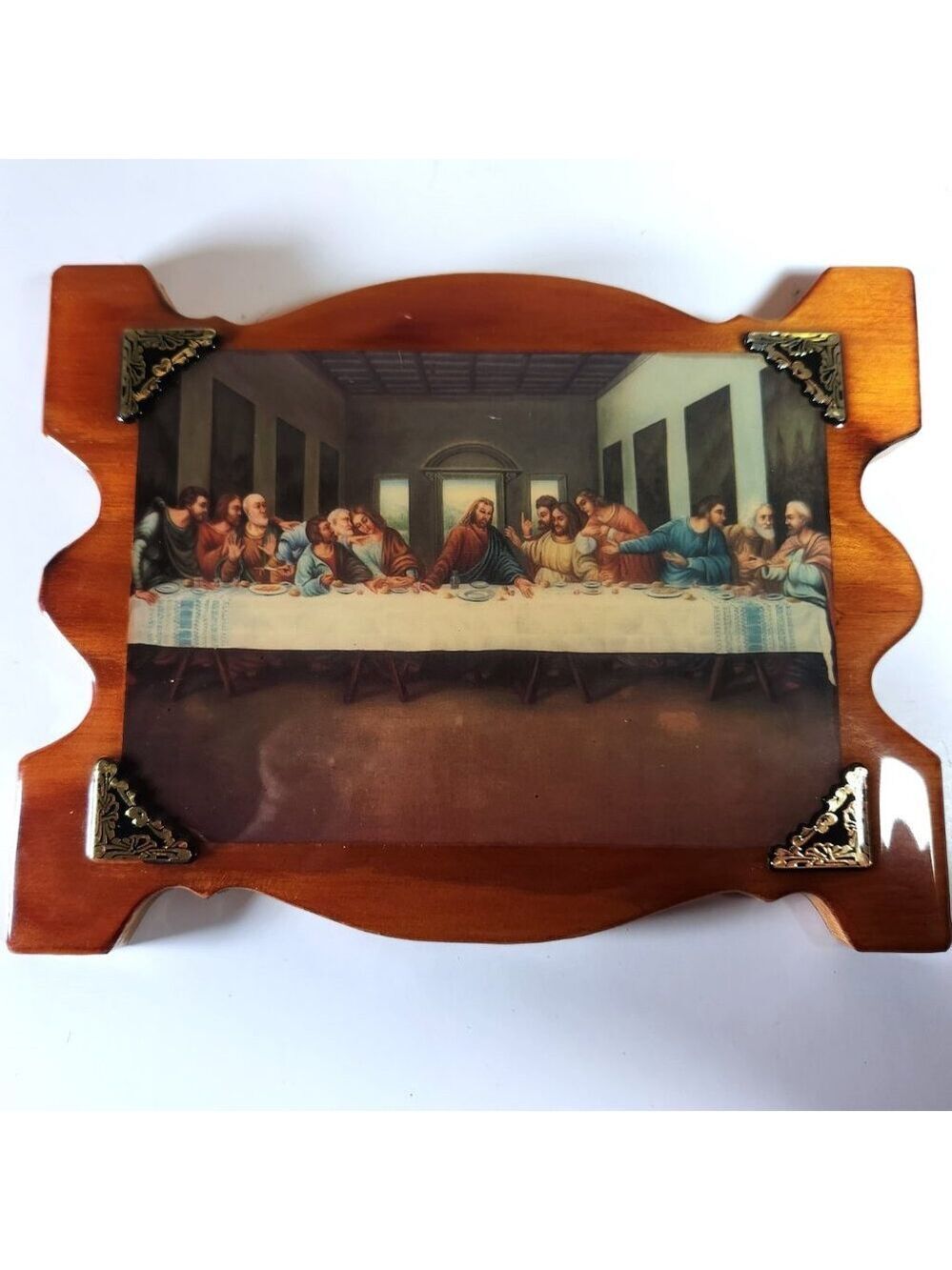 Vintage Last Supper Wood Wall Plaque – 1970s Christian Decor – 9x7